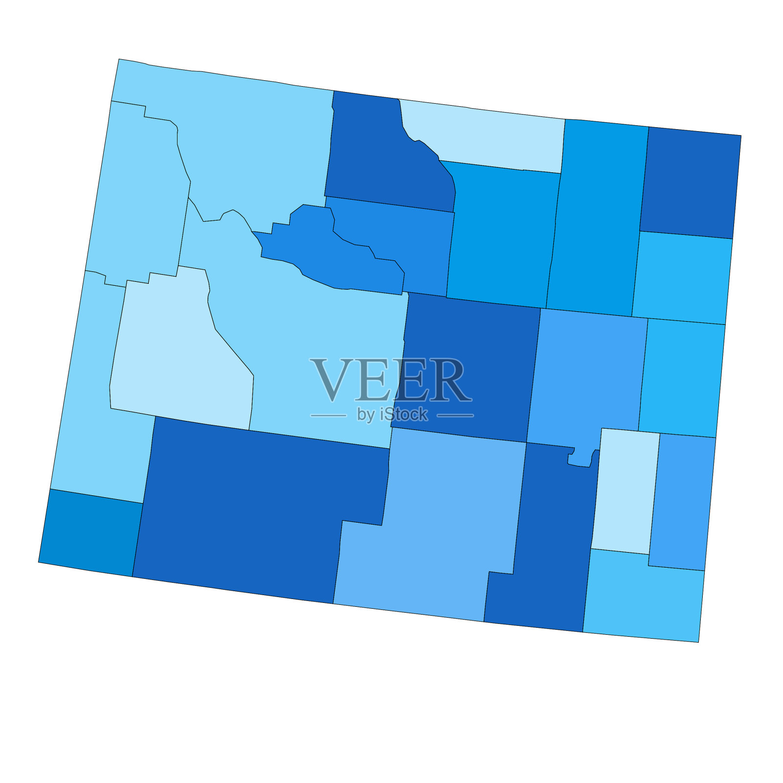 怀俄明州地图与县插画图片素材