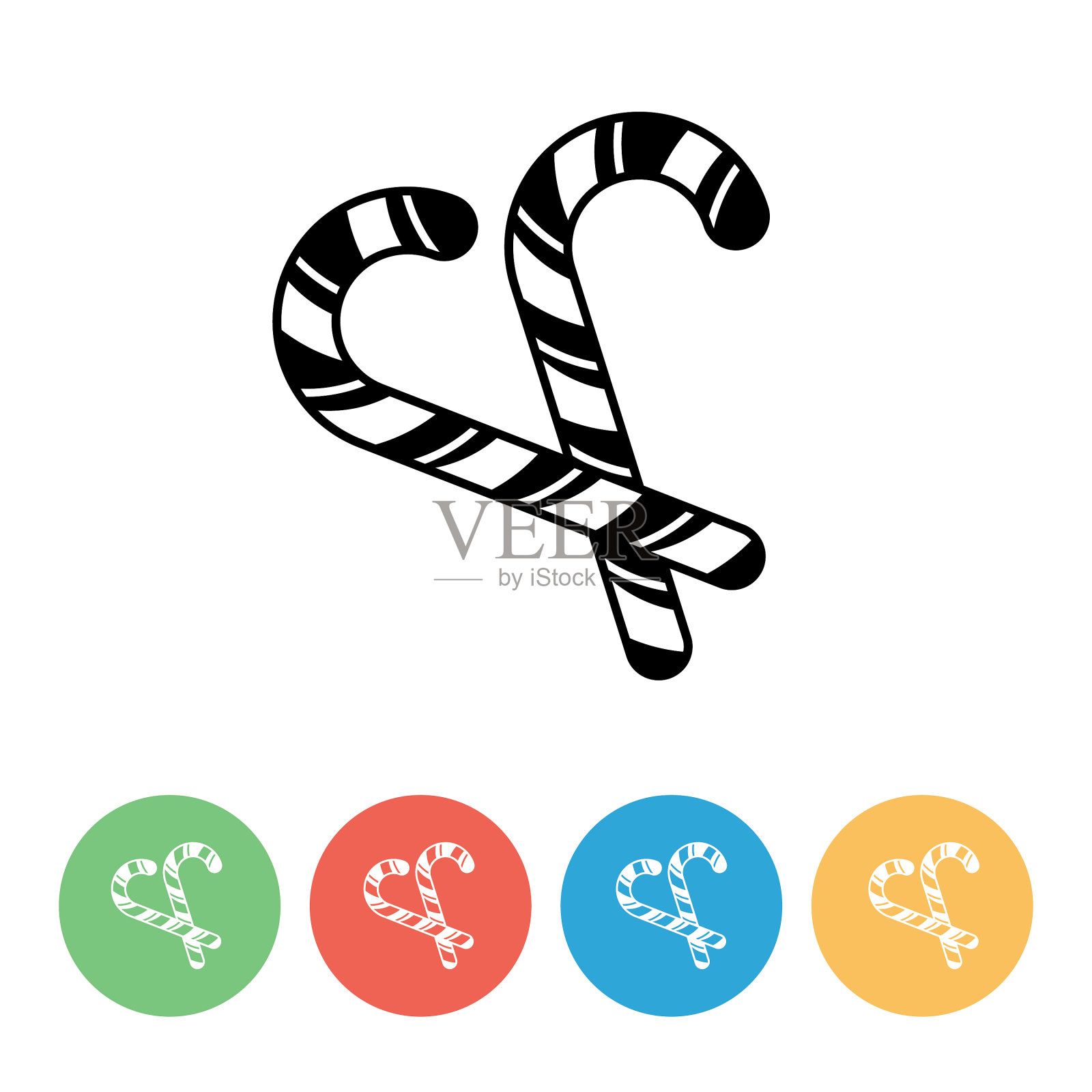 圣诞图标在一个平坦的圆图标素材