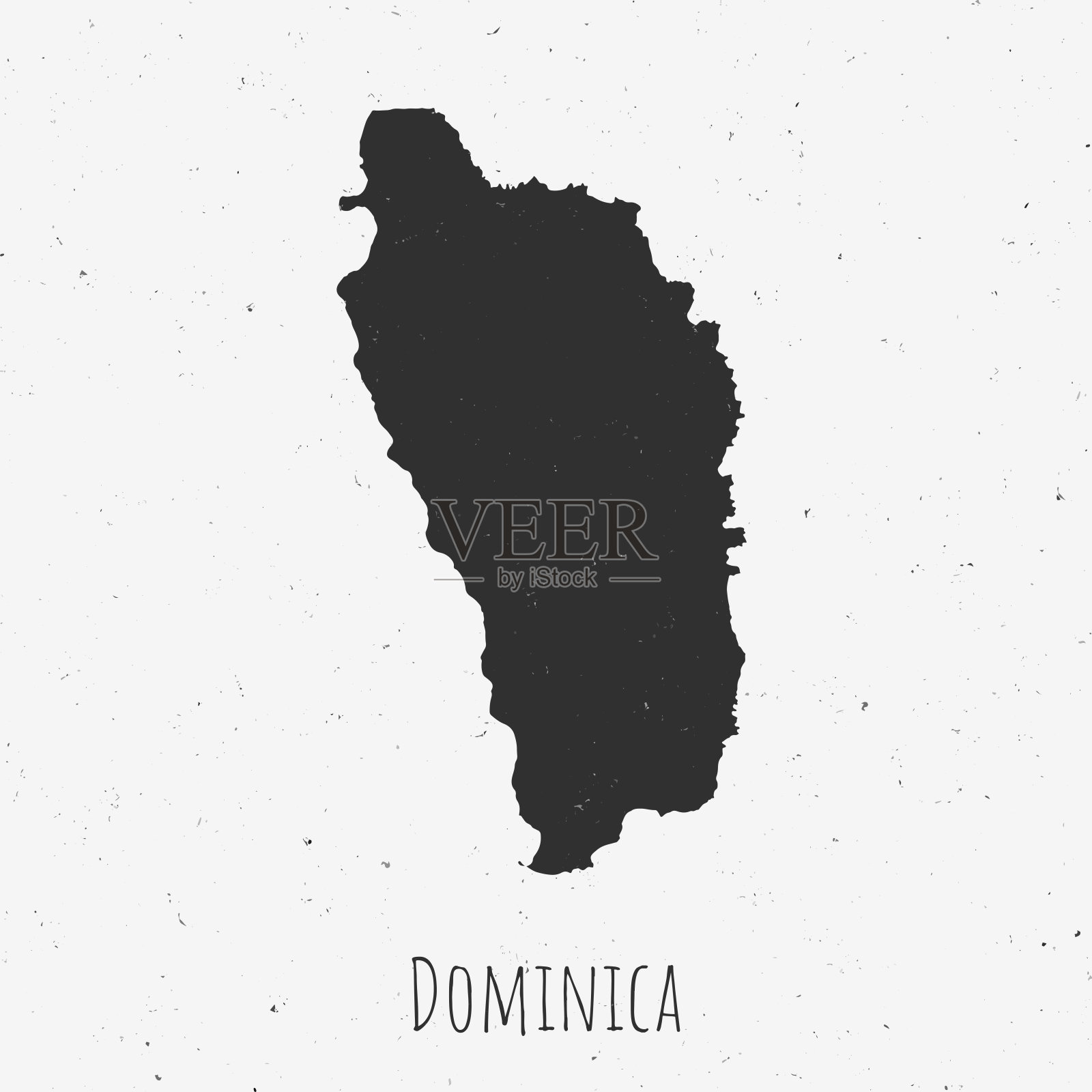 复古的多米尼加地图与复古风格,在尘土飞扬的白色背景插画图片素材