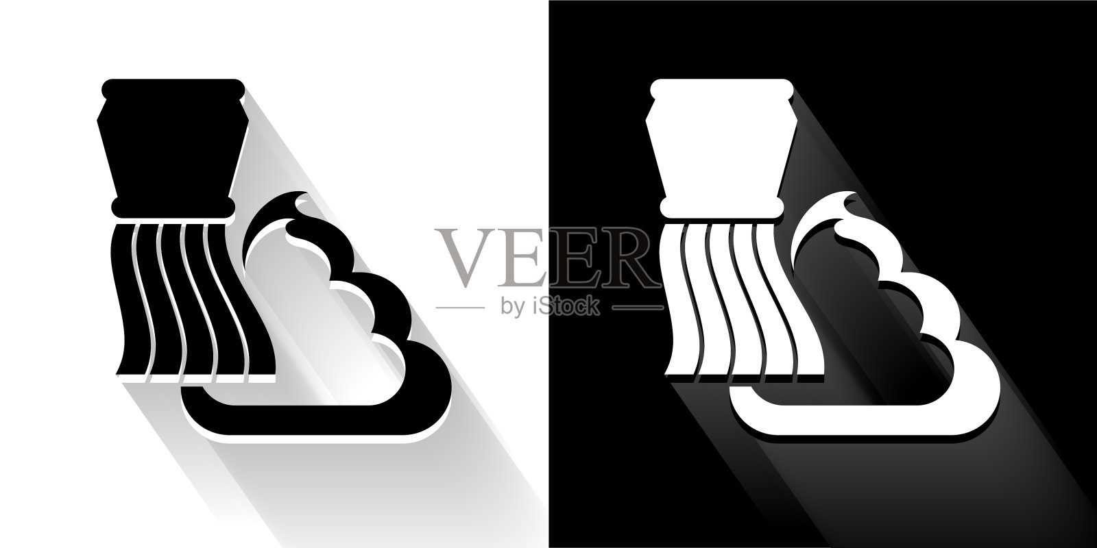 剃须膏和刷黑色和白色图标与长影子插画图片素材