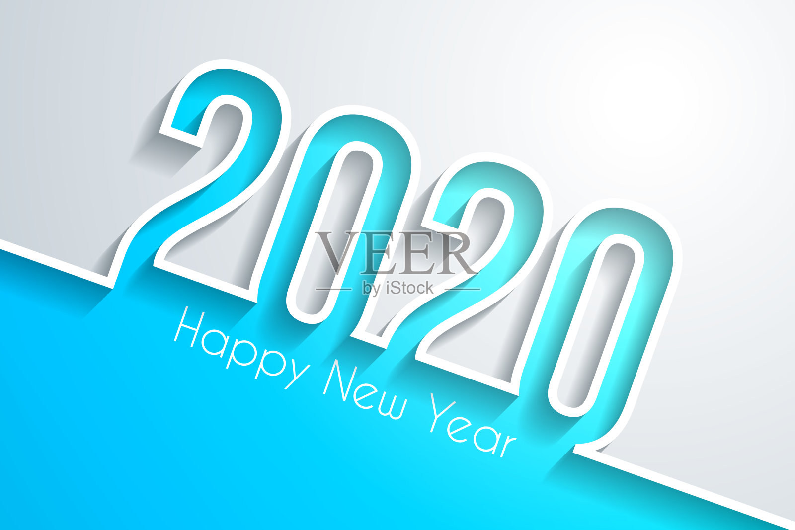 2020年新年快乐——白色背景插画图片素材