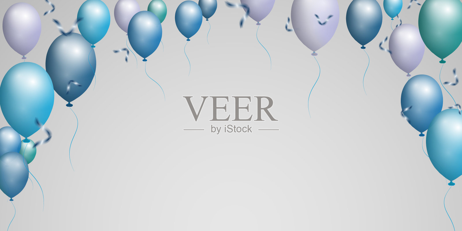 庆祝背景与光泽的彩色透明气球和丝带插画图片素材