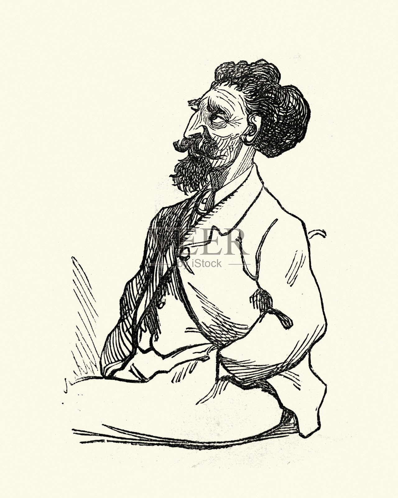 卑劣的绅士,失望的剧作家,维多利亚时代的伦敦人物,1850年代插画图片素材