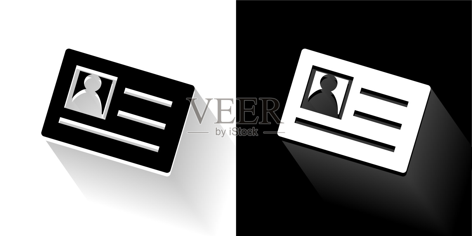 身份证黑白长影图标插画图片素材