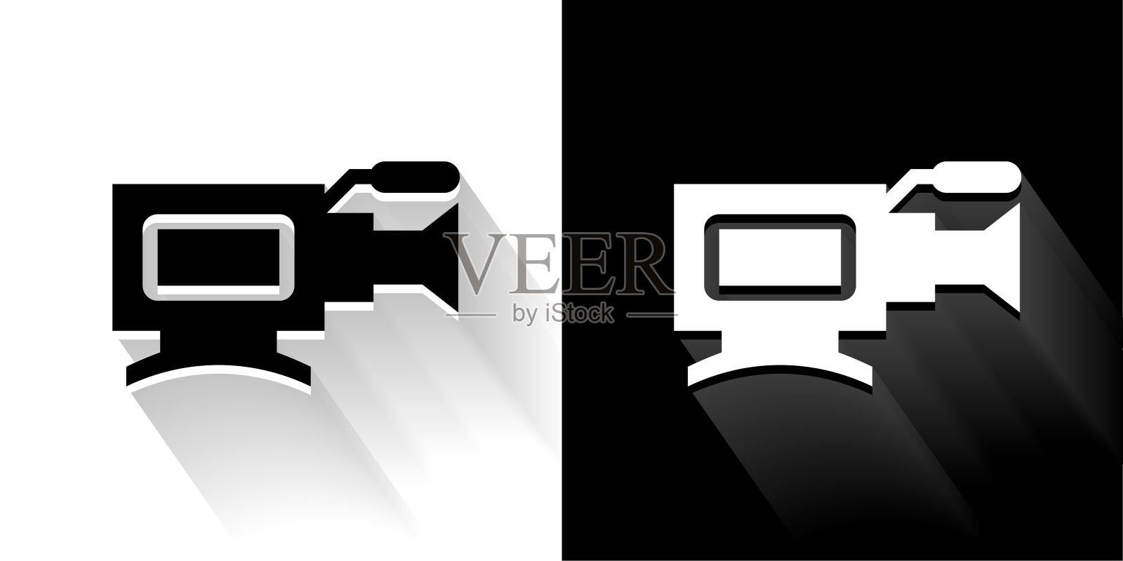 电影相机黑白长影图标插画图片素材