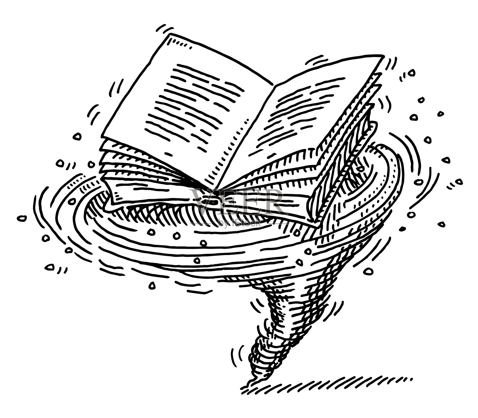 打开画龙卷风的书插画图片素材