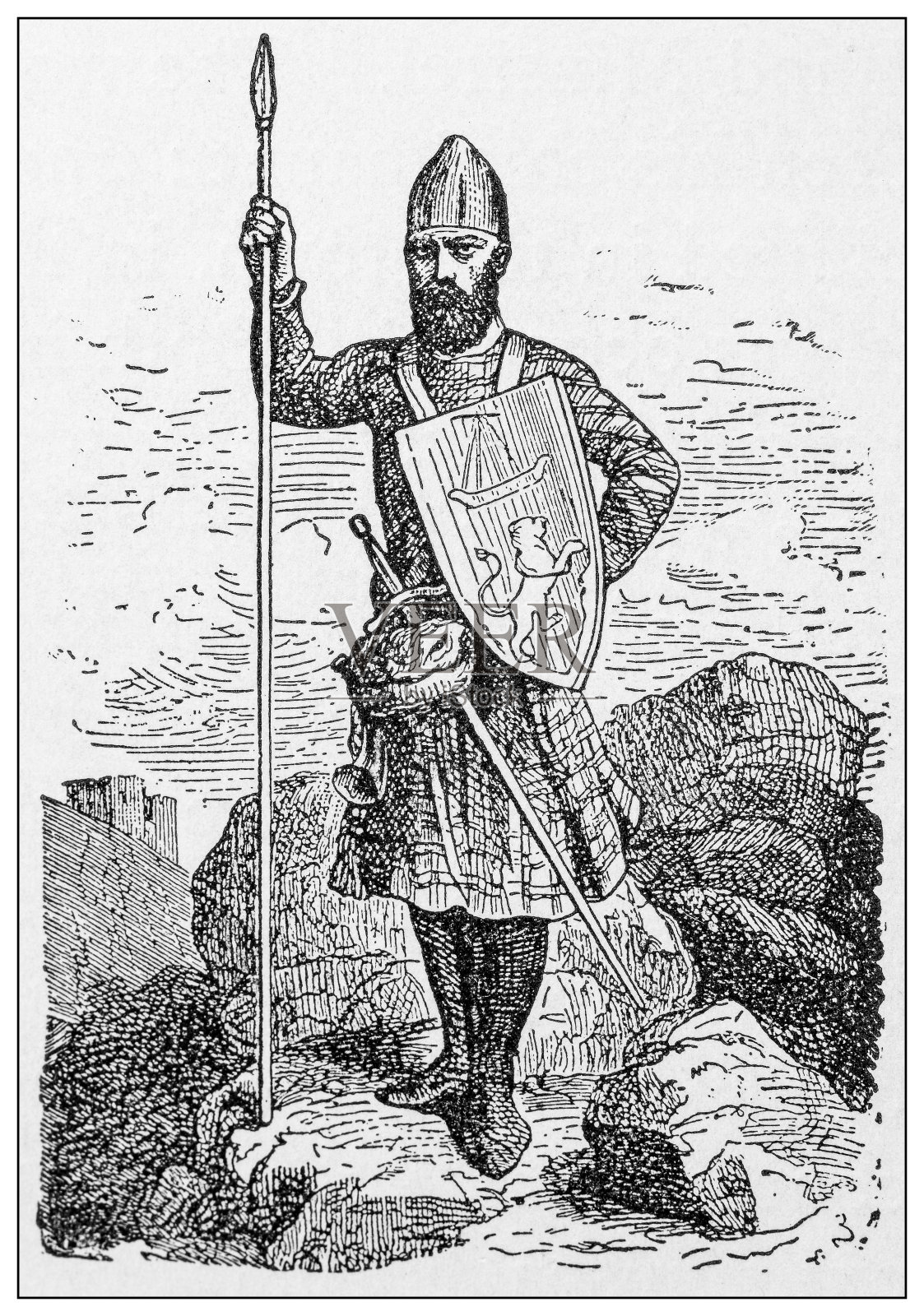 古代重要人物的古董插图:威廉华莱士爵士插画图片素材