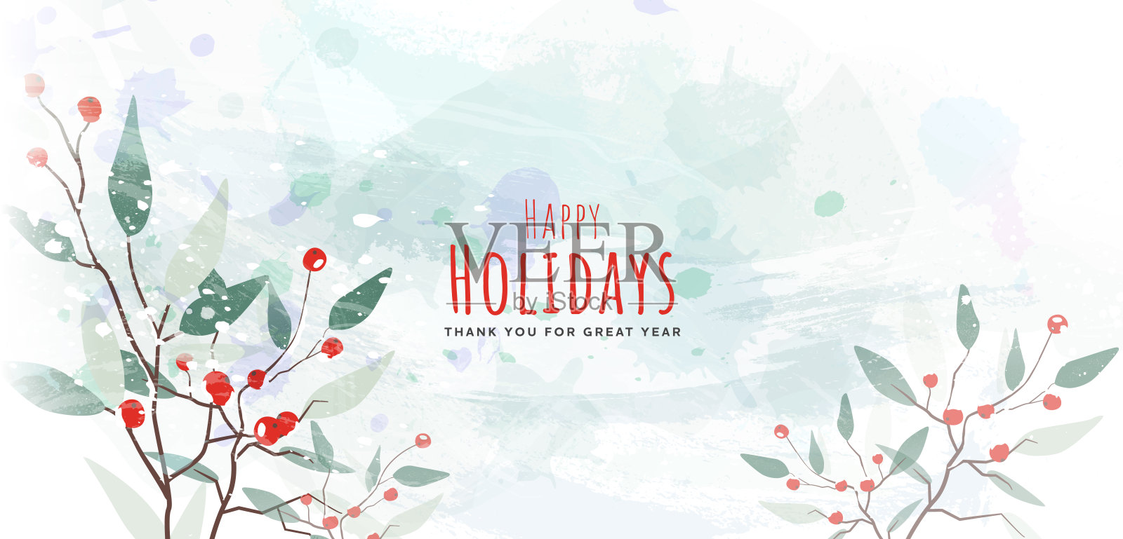 冬天的背景与浆果枝。圣诞插图。插画图片素材