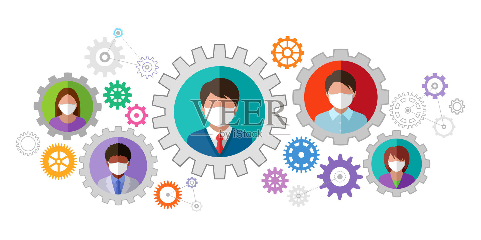 戴医用口罩的人插画图片素材