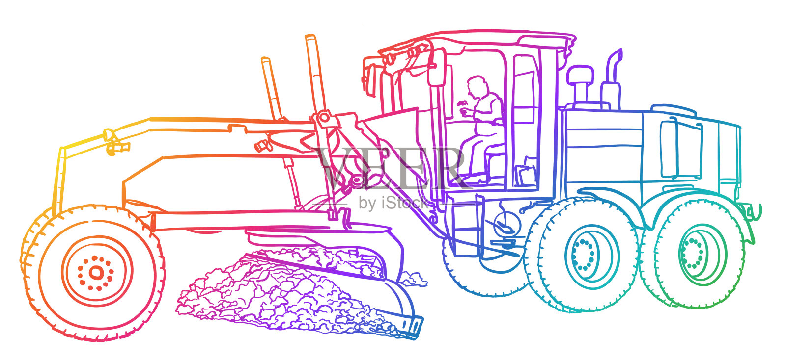 雪犁彩虹插画图片素材