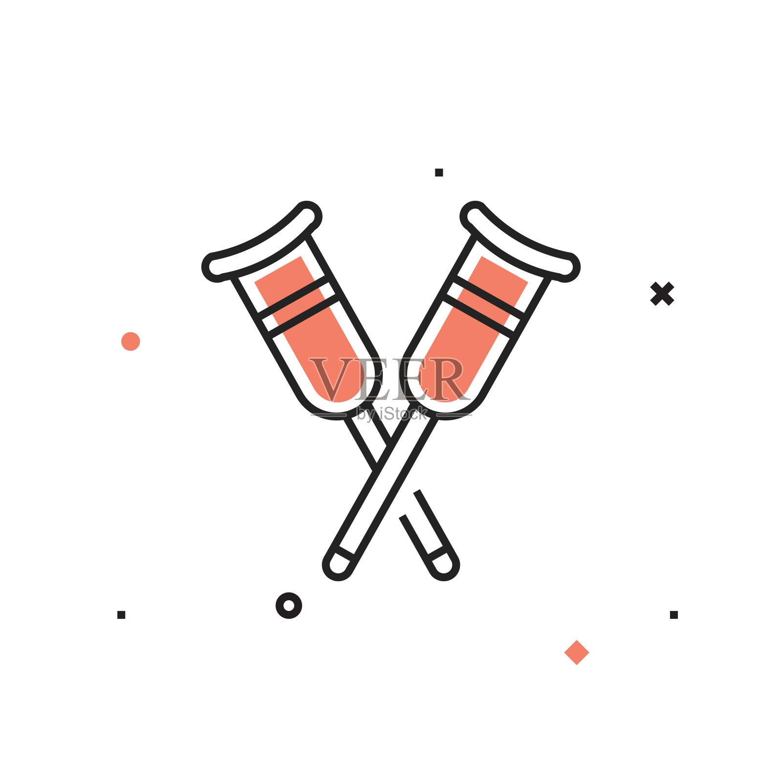 拐杖图标。医疗保健和医疗概念矢量插图插画图片素材