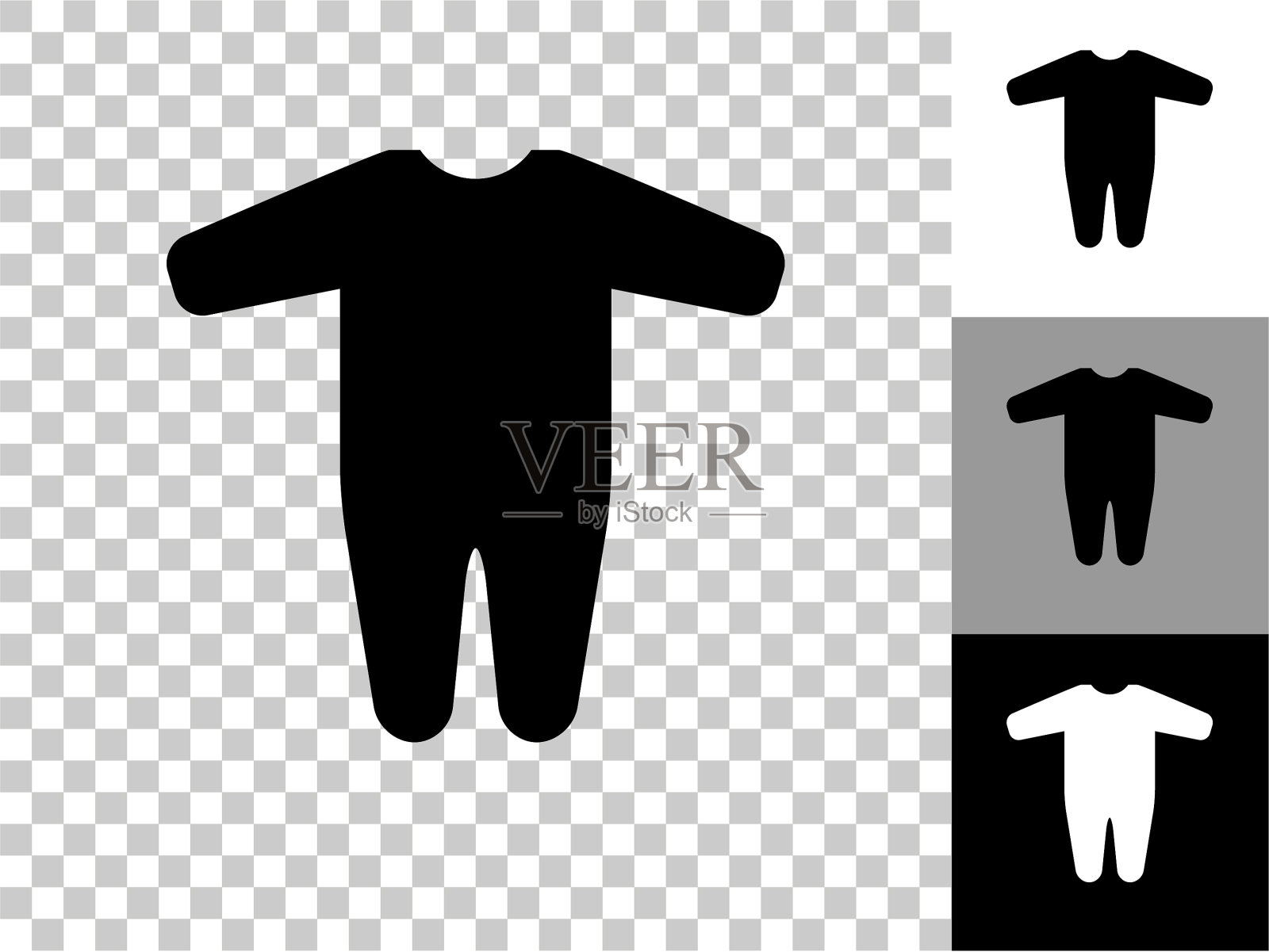 婴儿连身衣图标在棋盘透明的背景插画图片素材