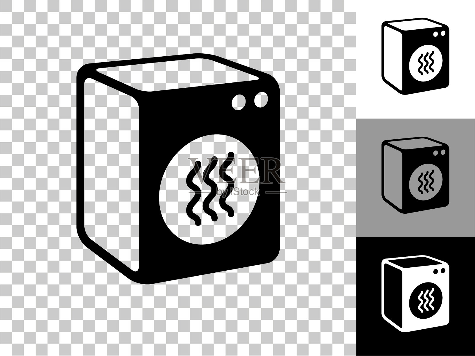 烘干机图标上的棋盘透明背景插画图片素材