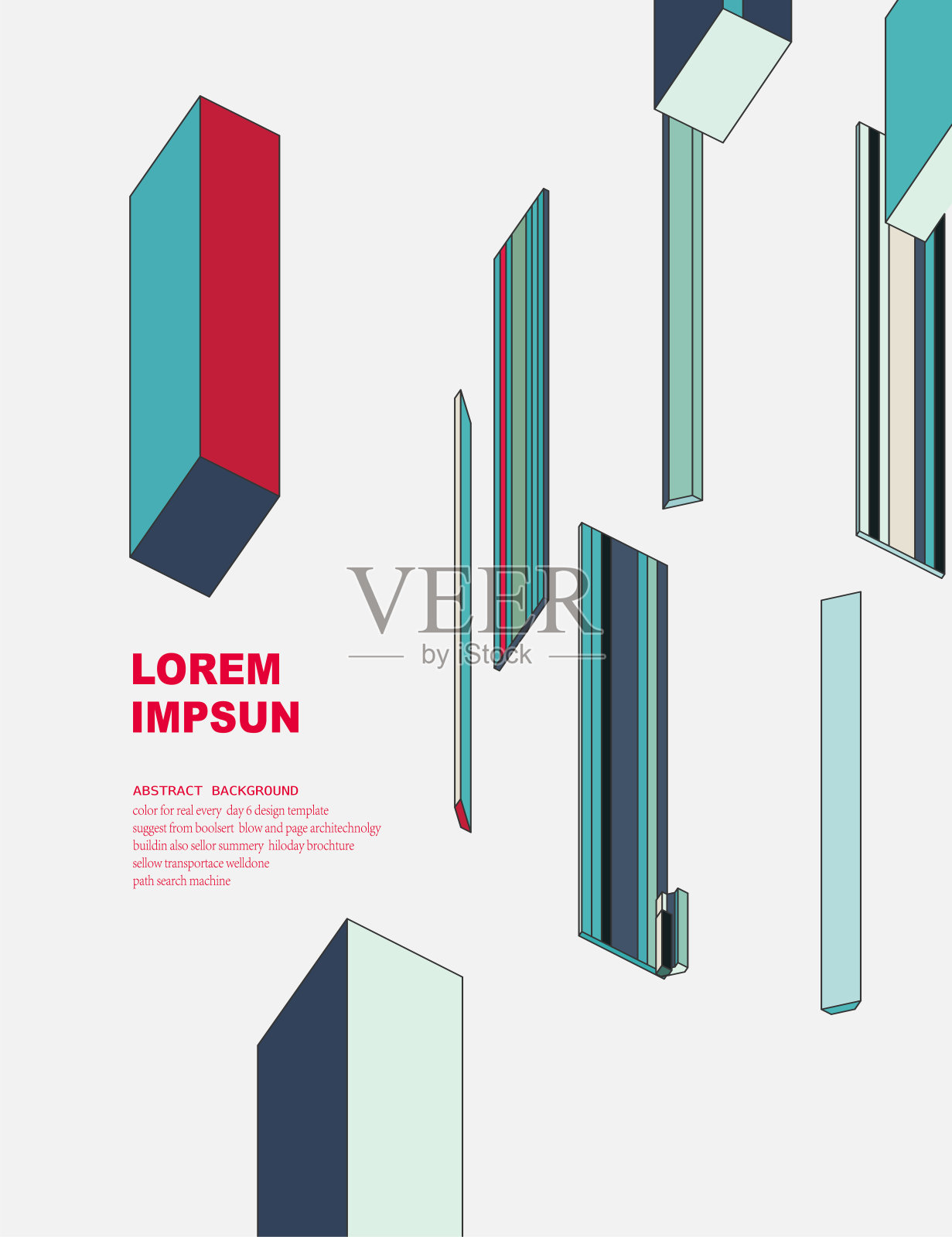 建筑图案背景的抽象彩色立方体部分插画图片素材