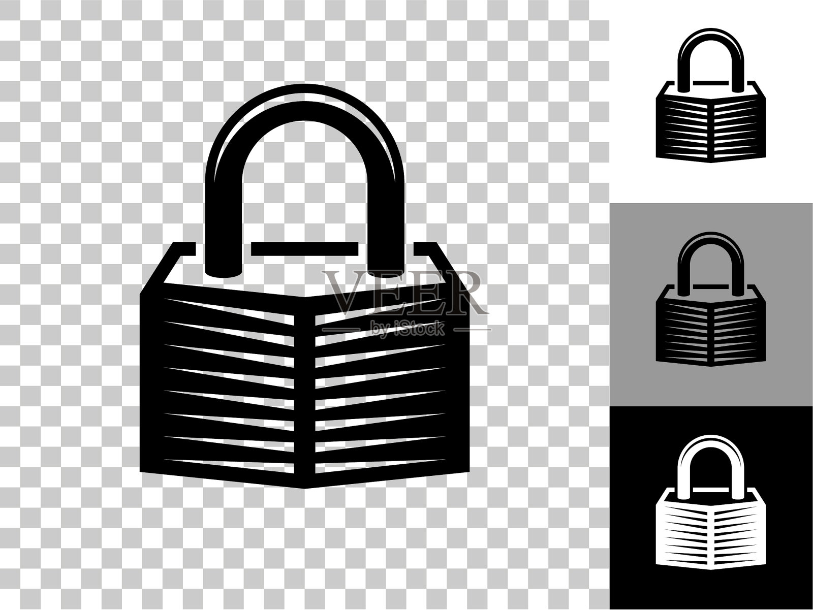 安全锁定图标上的棋盘透明背景插画图片素材
