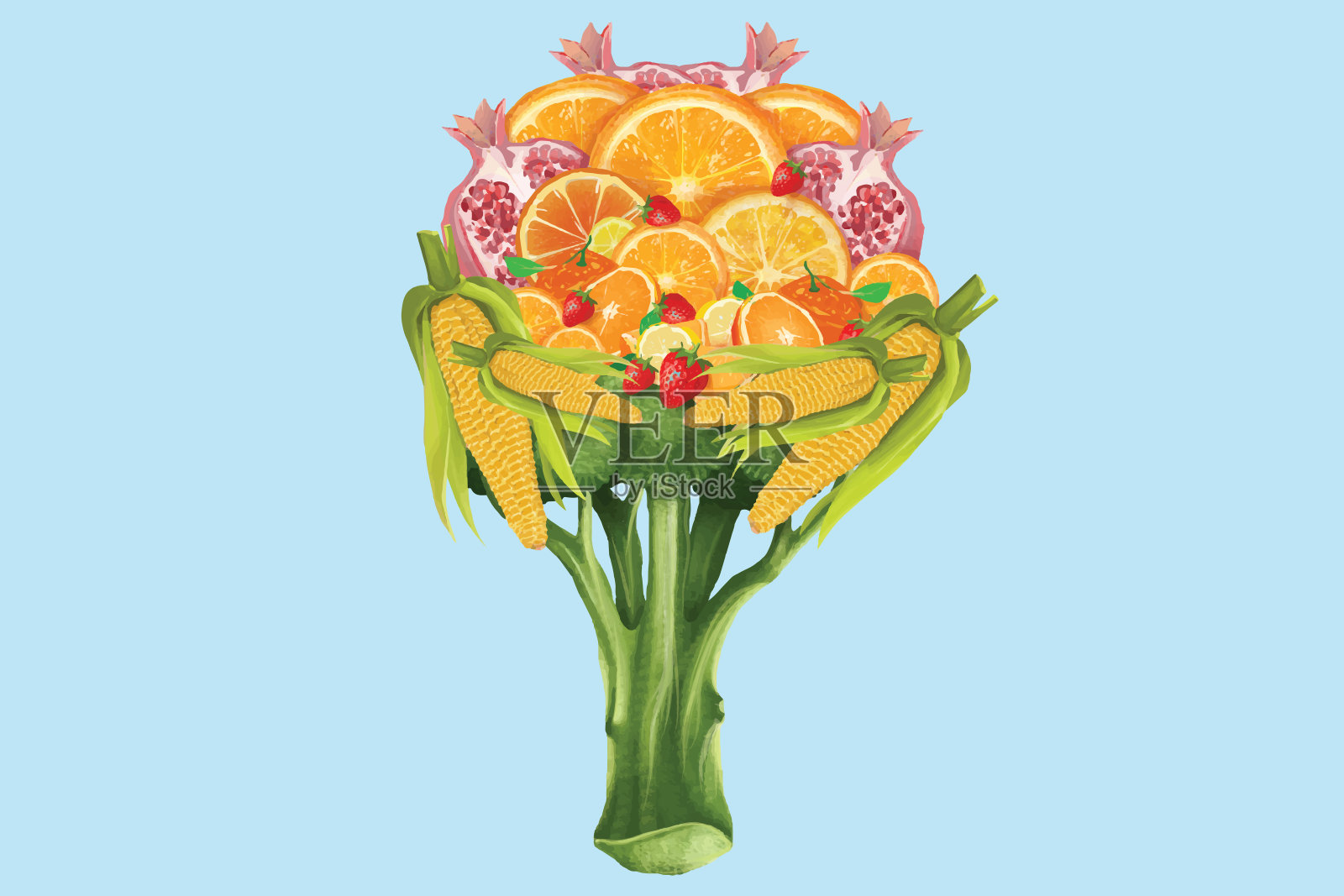 健康水果和蔬菜插画图片素材