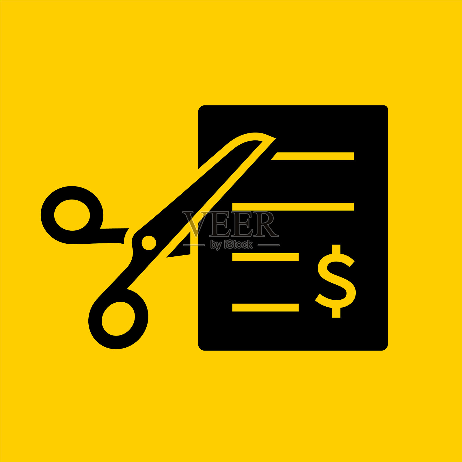 剪帐单与剪刀图标插画图片素材