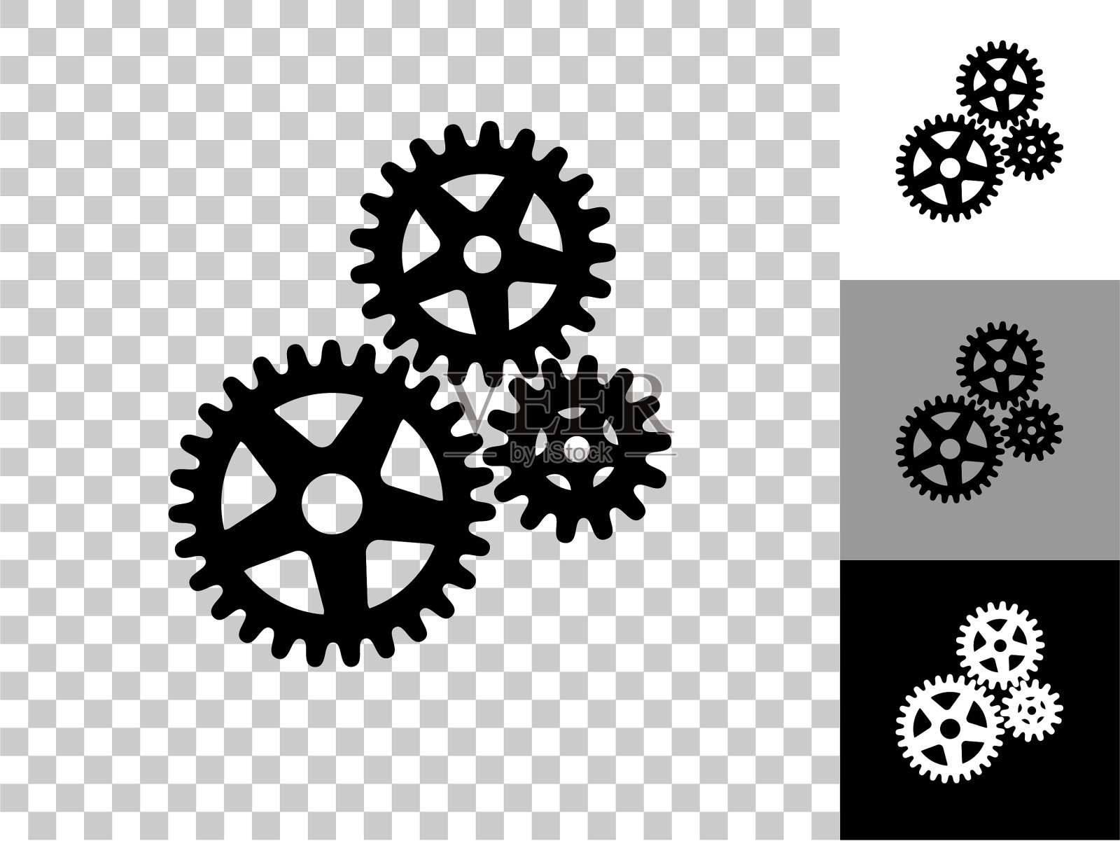 齿轮图标上的棋盘透明背景插画图片素材