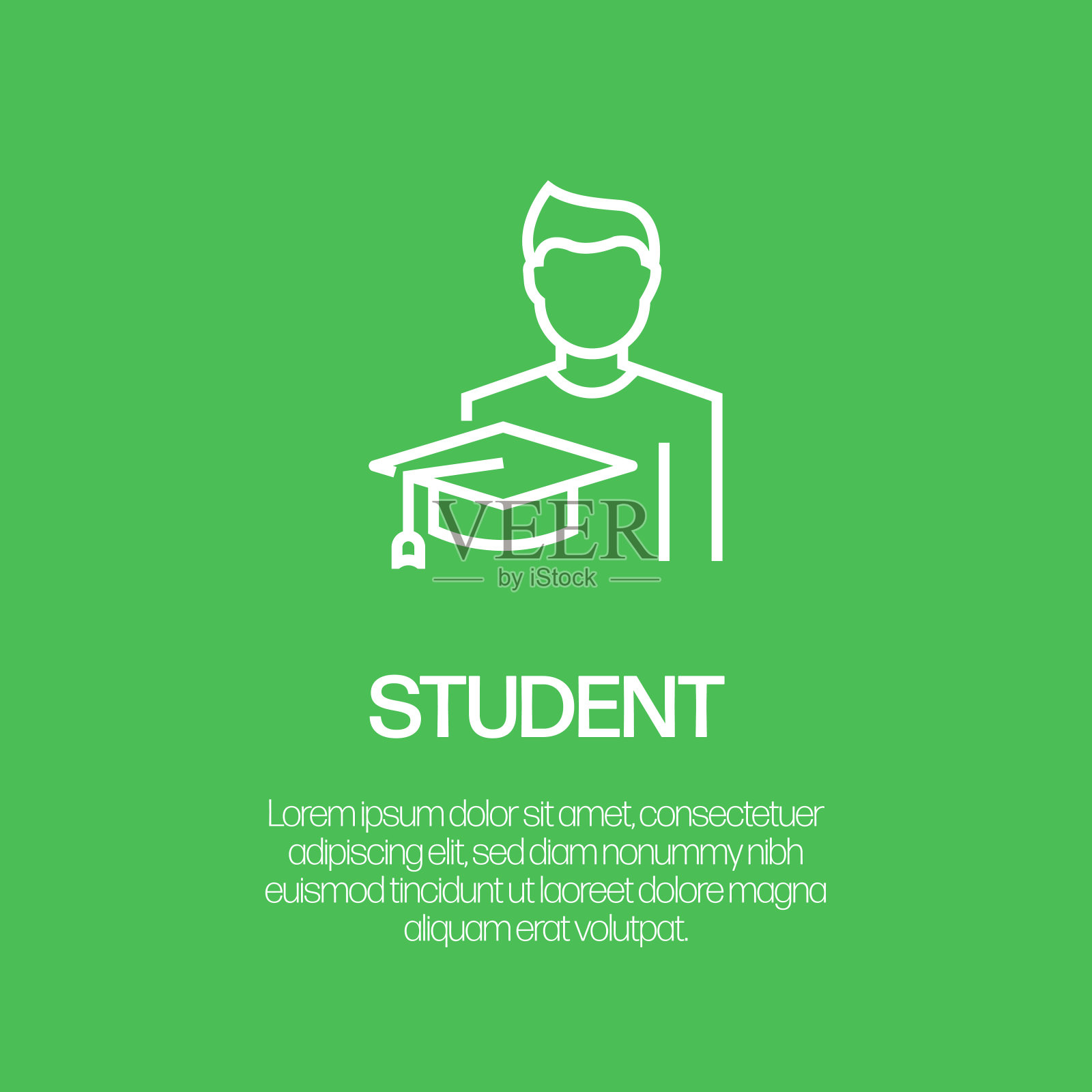 学生线图标,轮廓向量符号插图。插画图片素材