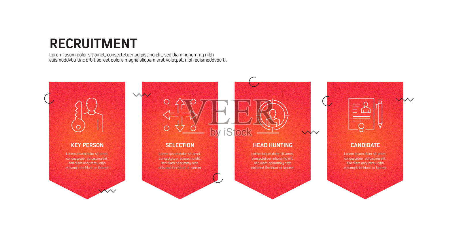 招聘相关流程信息图模板。过程时间图。使用线性图标的工作流布局插画图片素材