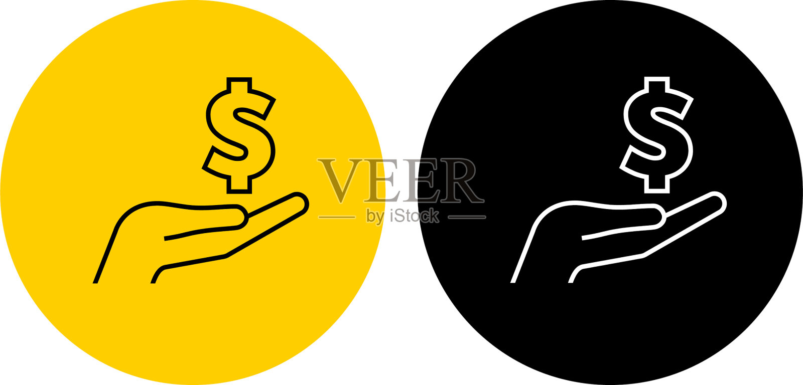 金钱美元符号在手图标插画图片素材