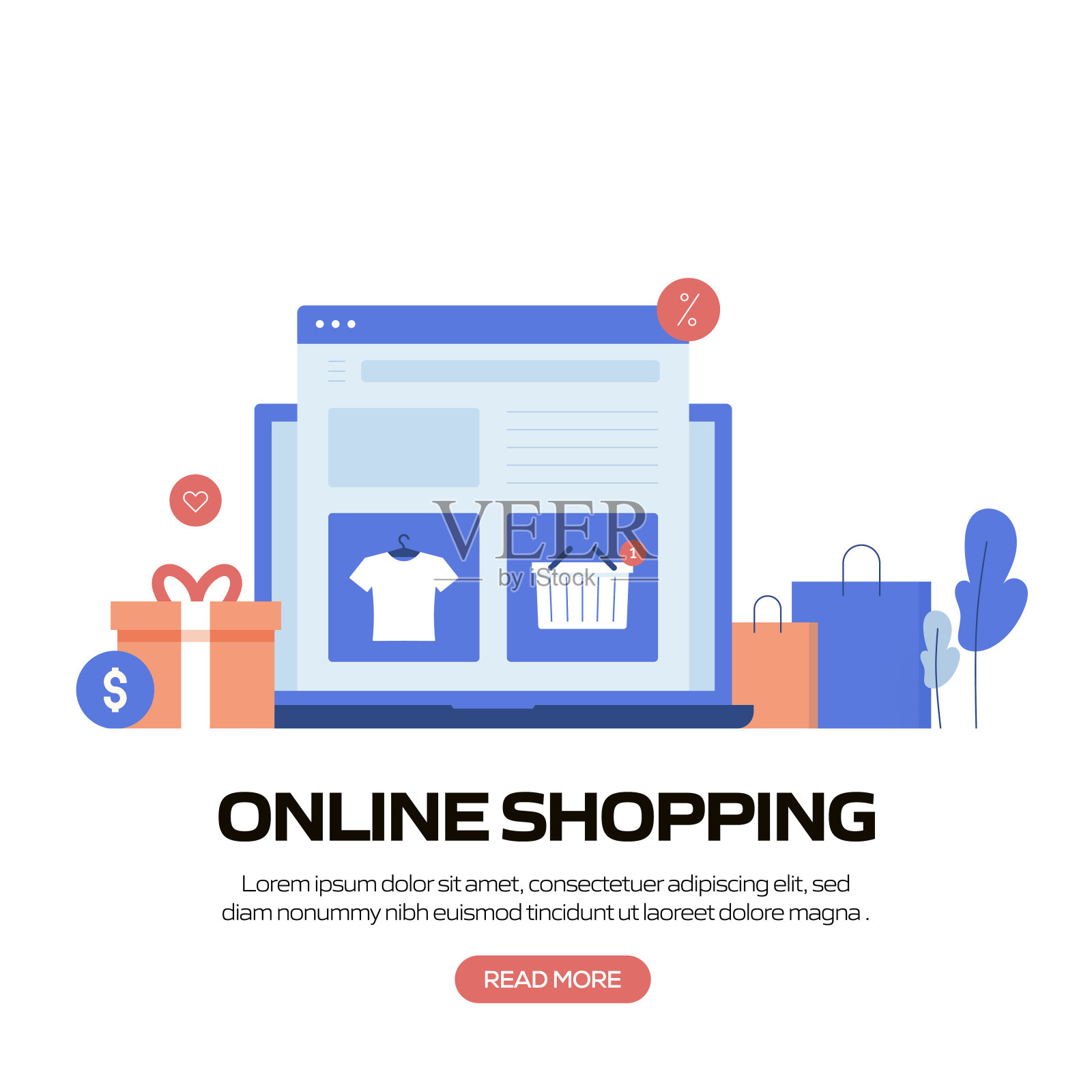 网上购物概念矢量插图网站横幅,广告和营销材料,在线广告,业务演示等。插画图片素材