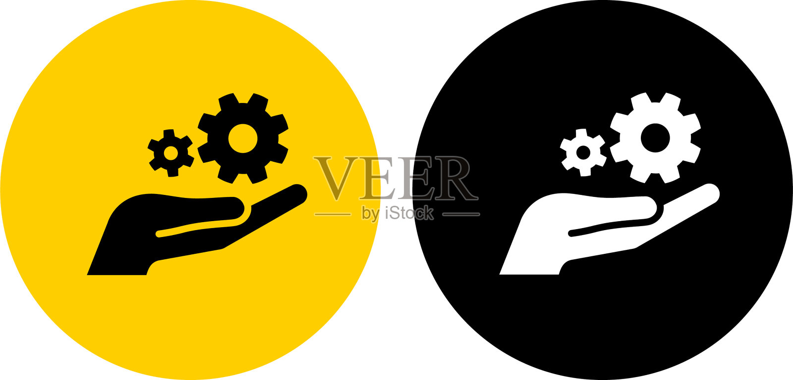 简单的齿轮在手图标插画图片素材