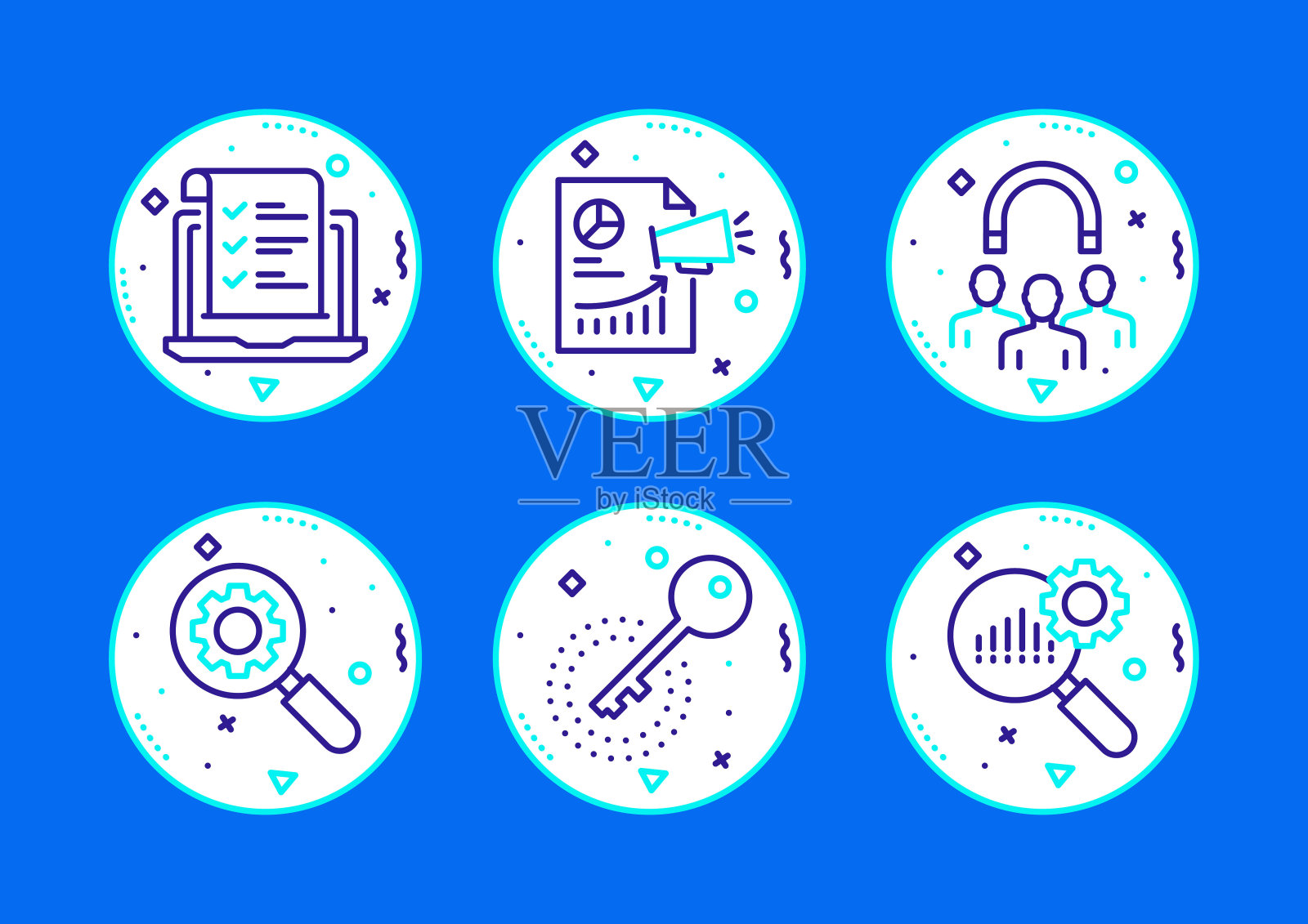 数字营销相关线图标。向量符号说明。插画图片素材