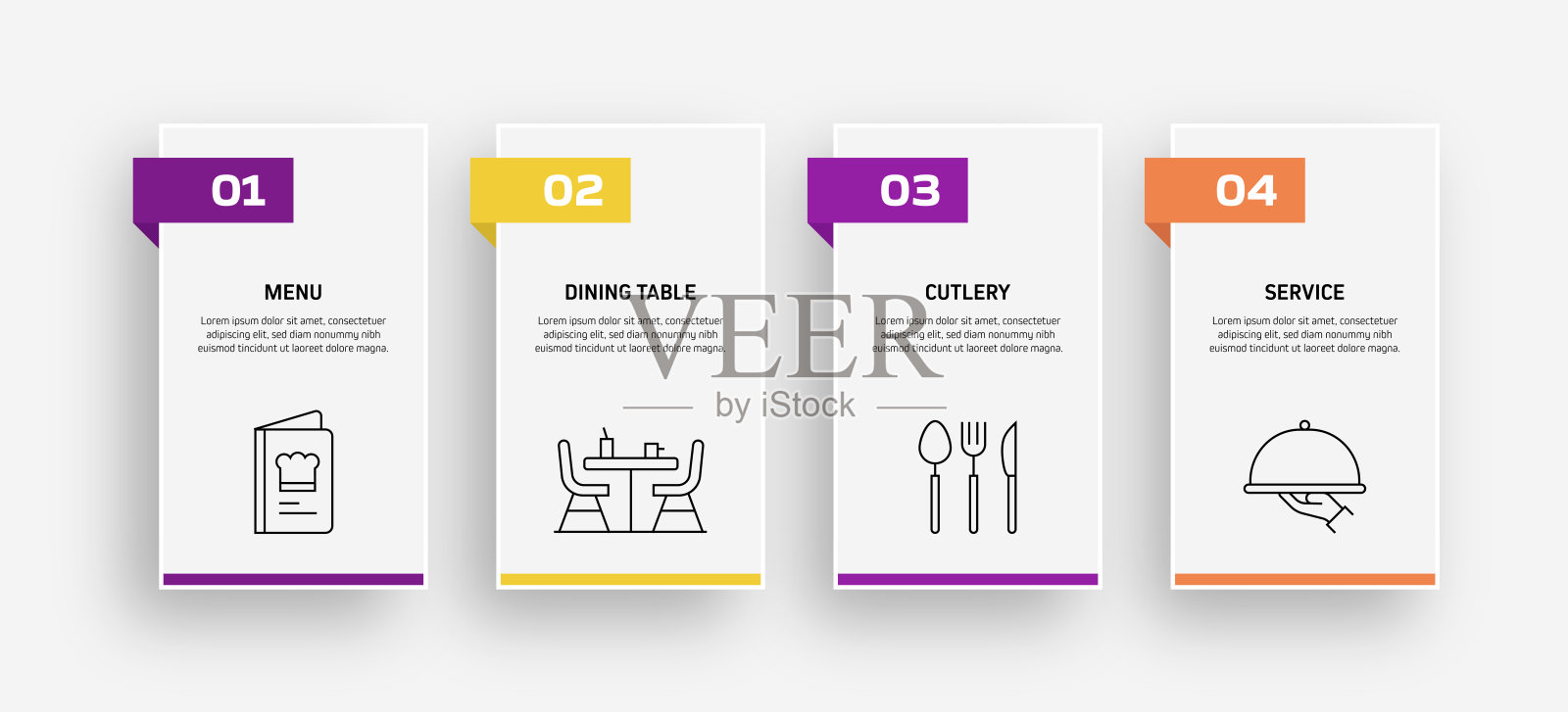 餐厅,食品和饮料相关的过程信息图表模板。过程时间图。使用线性图标的工作流布局插画图片素材