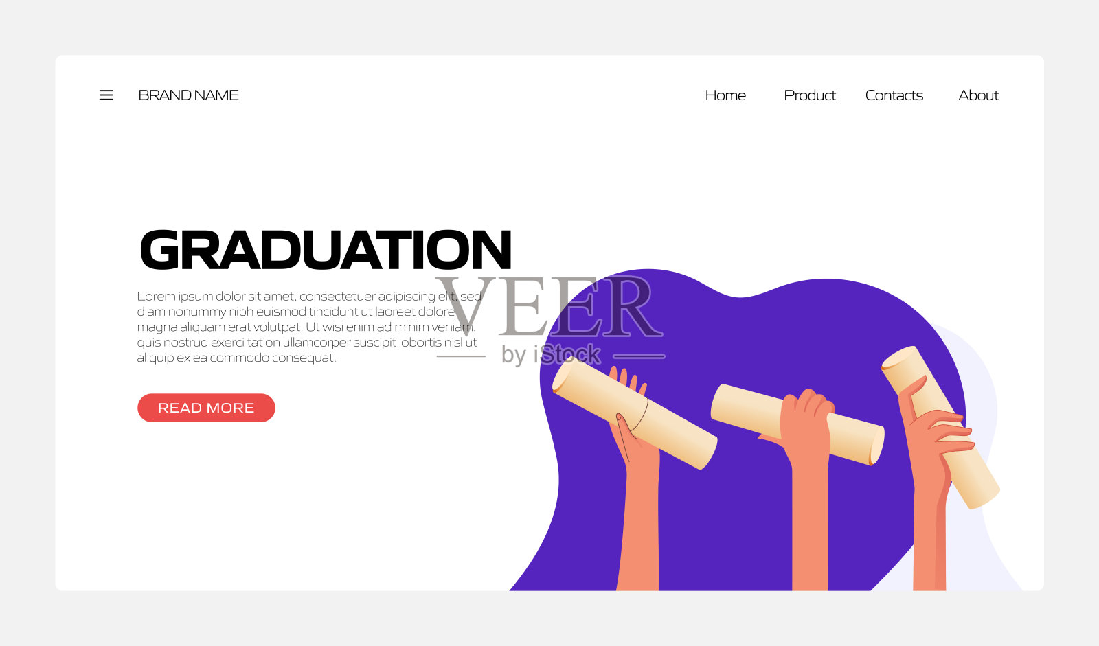 登陆页模板、网站横幅、广告及营销材料、在线广告、商业演示等毕业相关矢量插图。插画图片素材