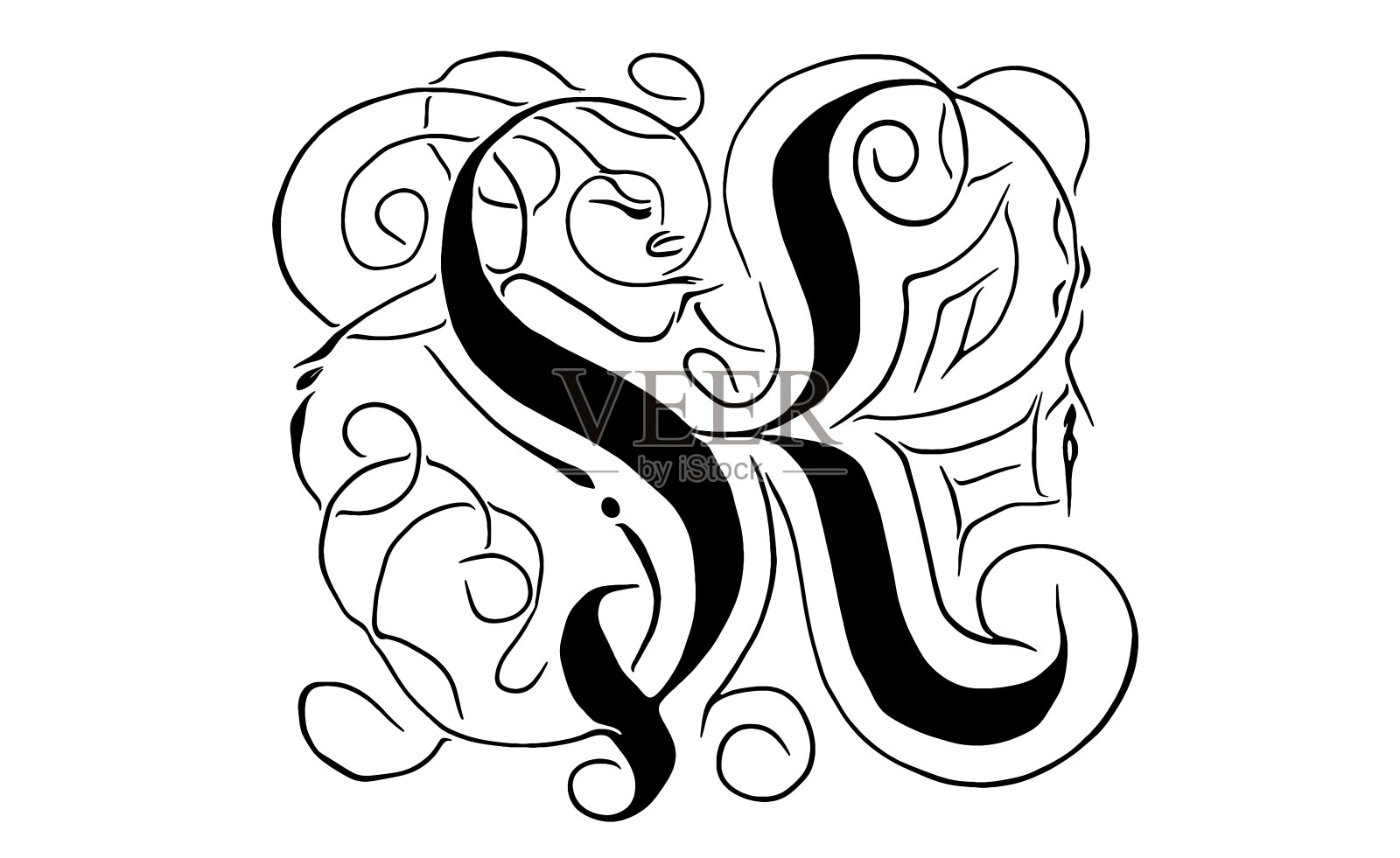 大写字母" K "华丽设计元素图片