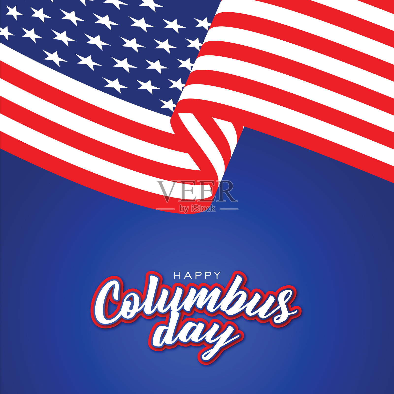 哥伦布日贺卡模板横幅背景股票插图快乐插画图片素材