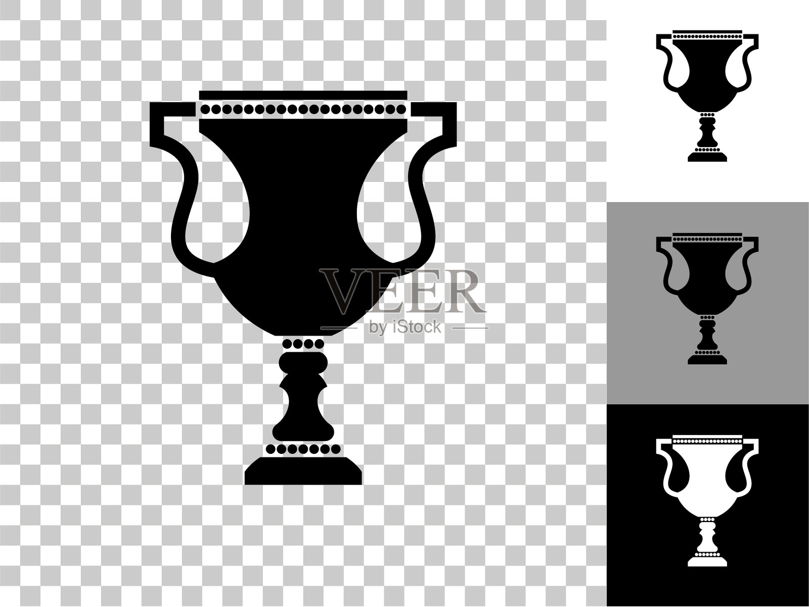 奖杯图标在棋盘透明的背景插画图片素材