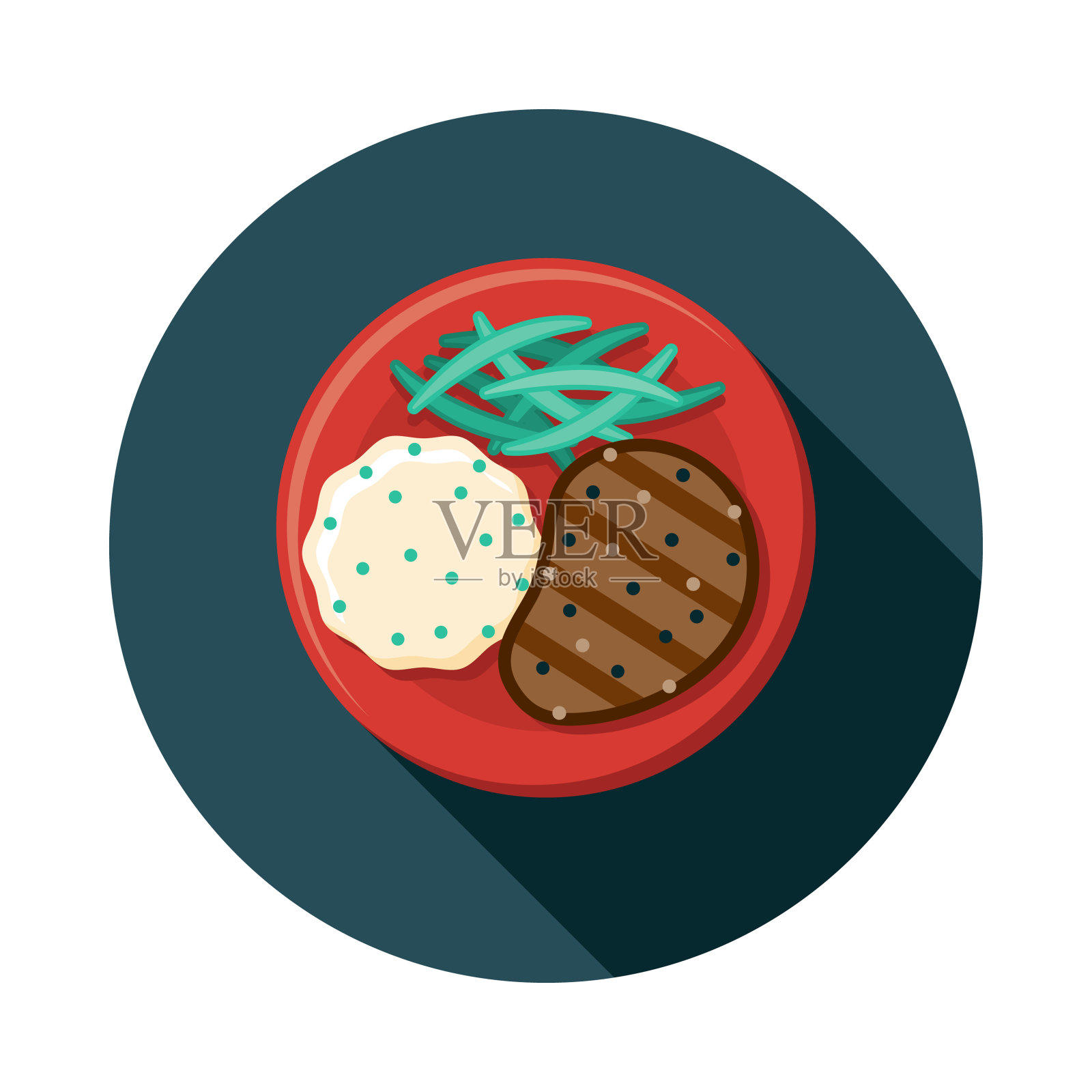 牛排晚餐食物偶像插画图片素材