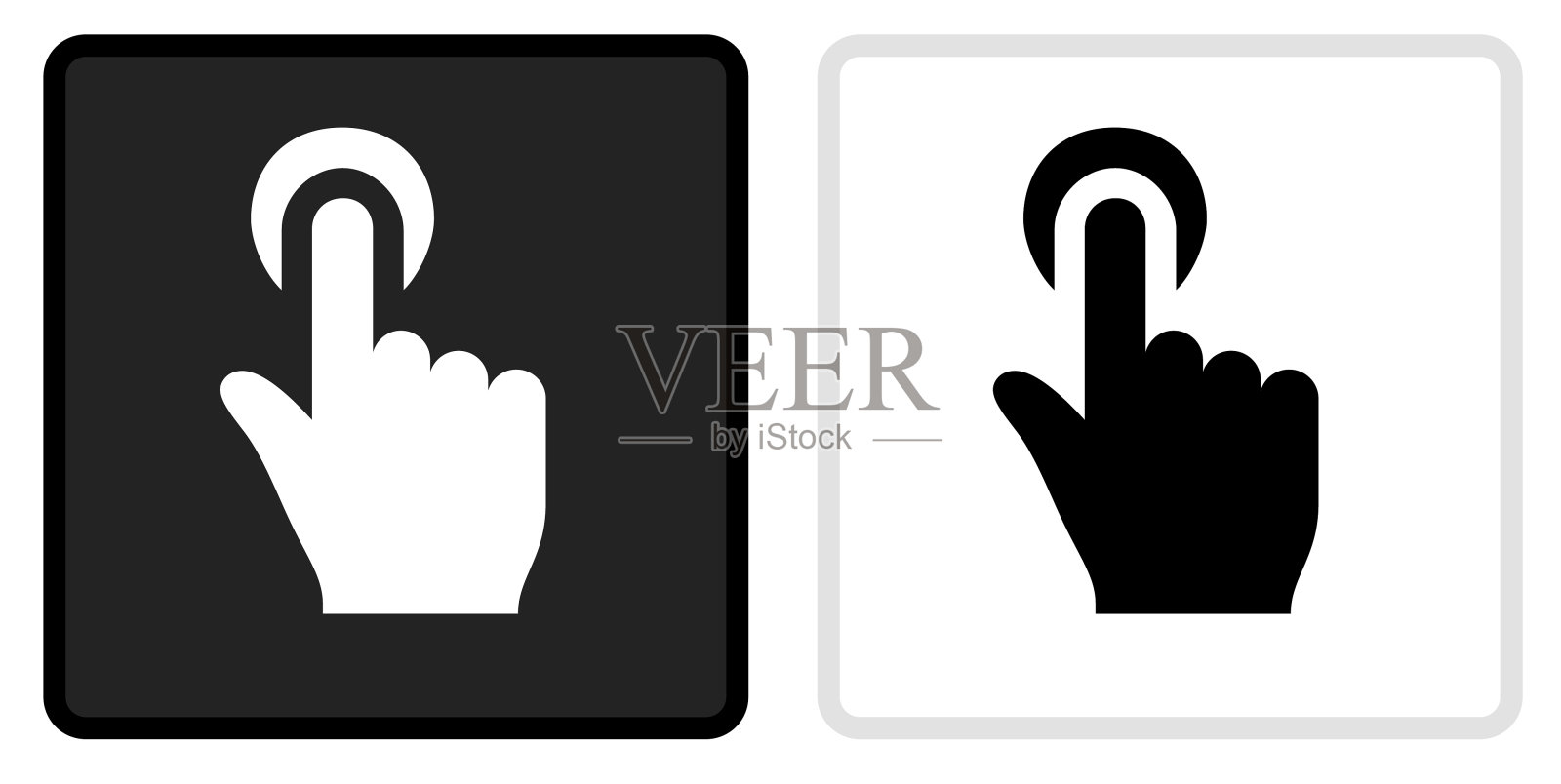 点击黑色按钮上的选择图标与白色滚动插画图片素材