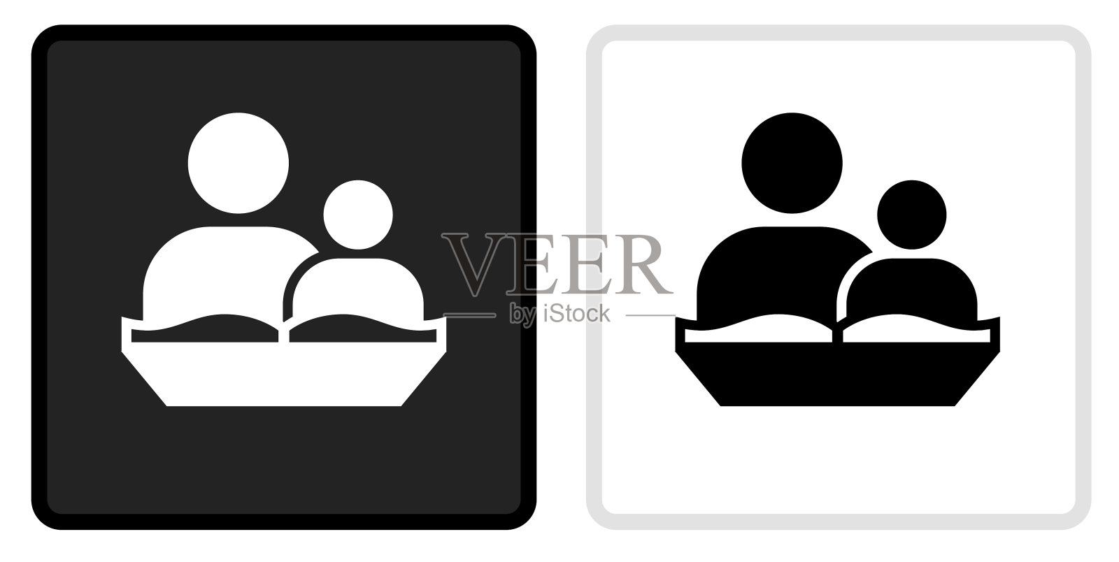 阅读儿童图标上的黑色按钮与白色滚动设计元素图片