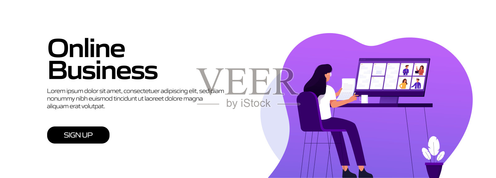 在线商业概念矢量插图网站横幅,广告和营销材料,在线广告,业务演示等。插画图片素材