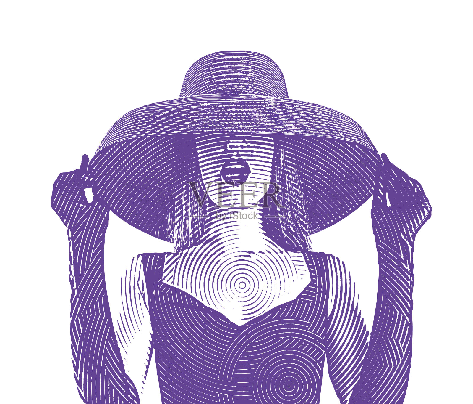 迷人的女人穿着复古风格的时尚插画图片素材