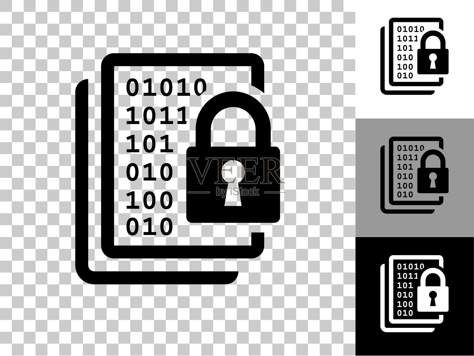 棋盘透明背景上的计算机安全图标插画图片素材