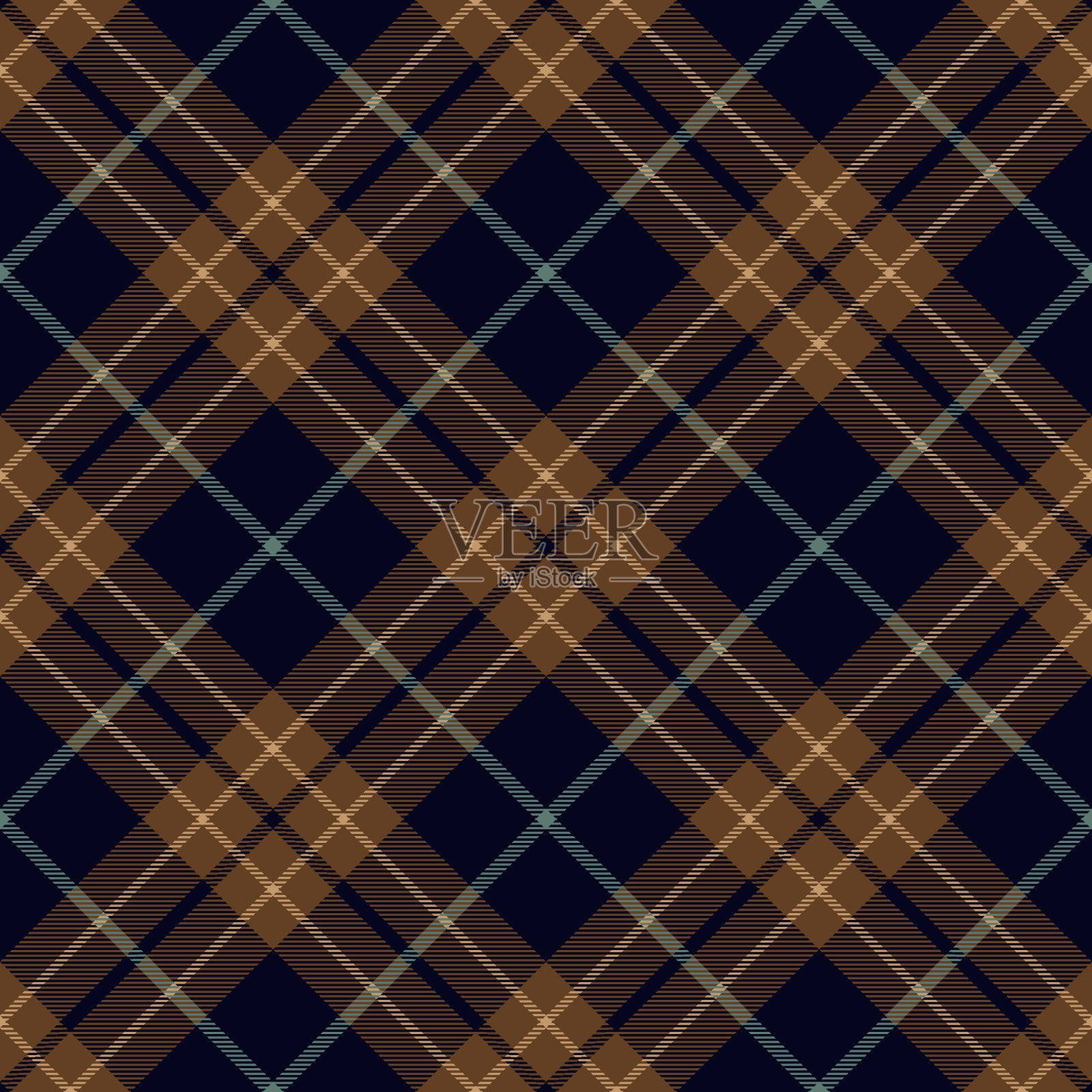 棕色蓝色菱形格子苏格兰格子纺织图案插画图片素材