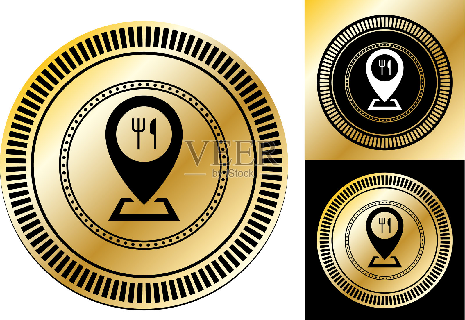 刀和叉餐厅地图指针图标插画图片素材