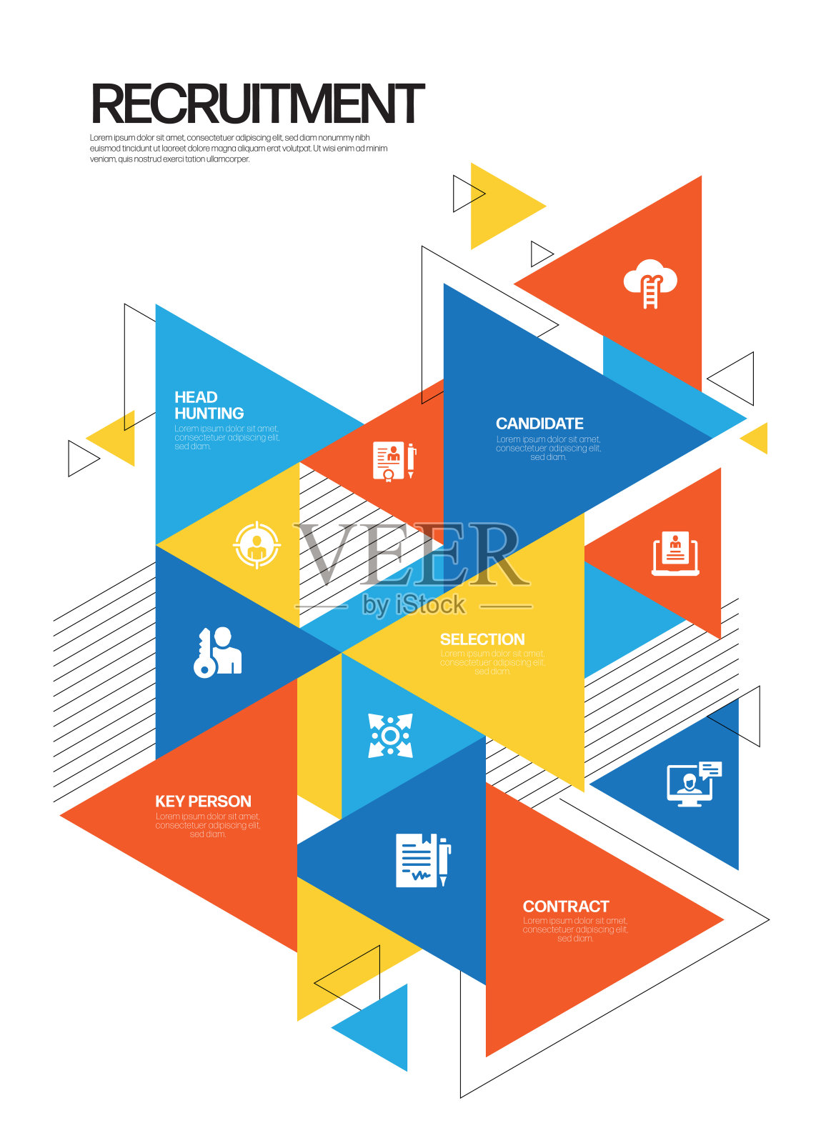 招聘相关的现代线条风格矢量插图插画图片素材