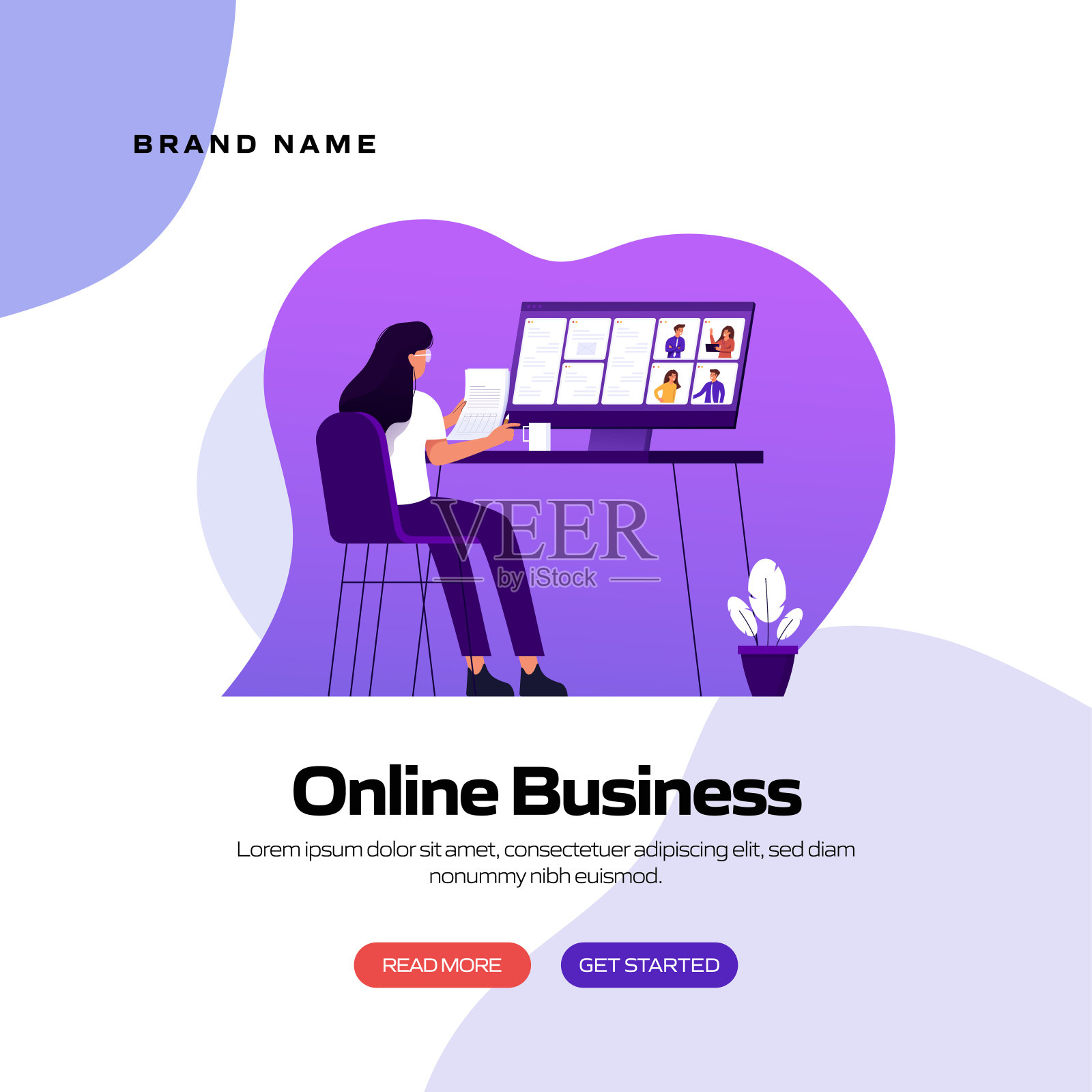 在线商业概念矢量插图网站横幅,广告和营销材料,在线广告,业务演示等。插画图片素材