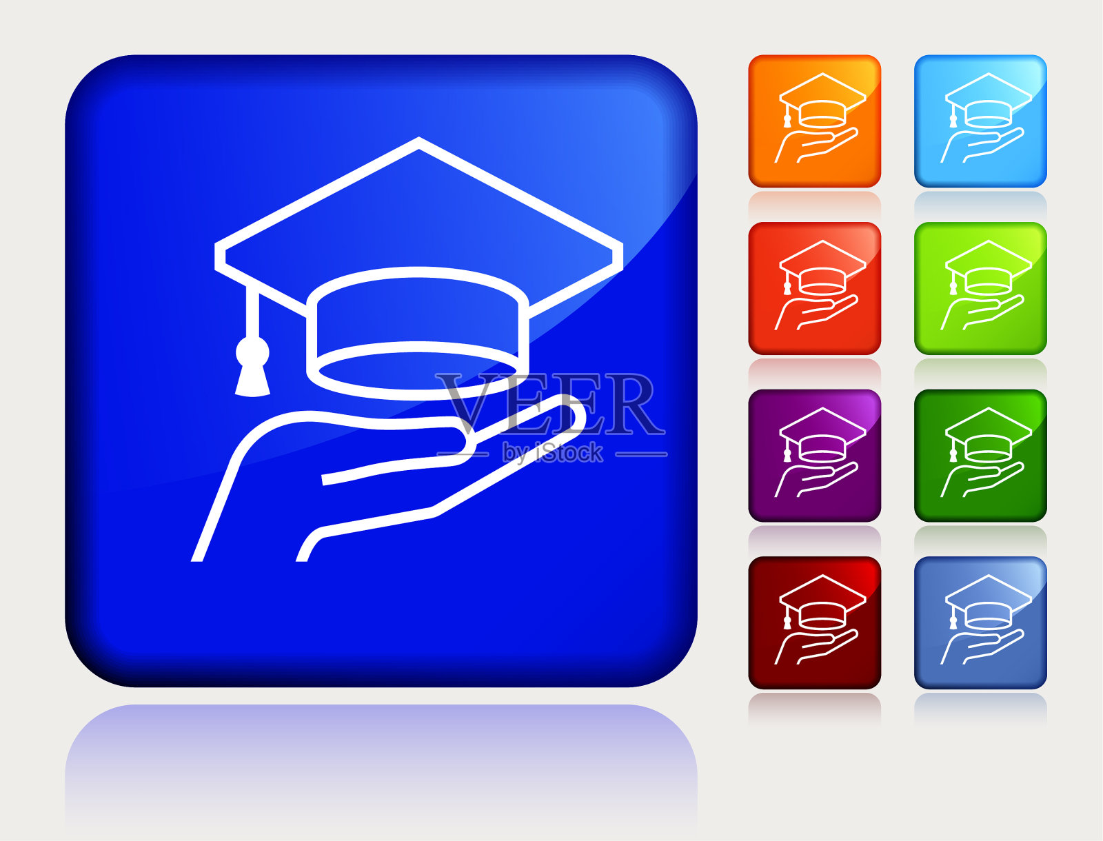 手拿毕业帽图标插画图片素材