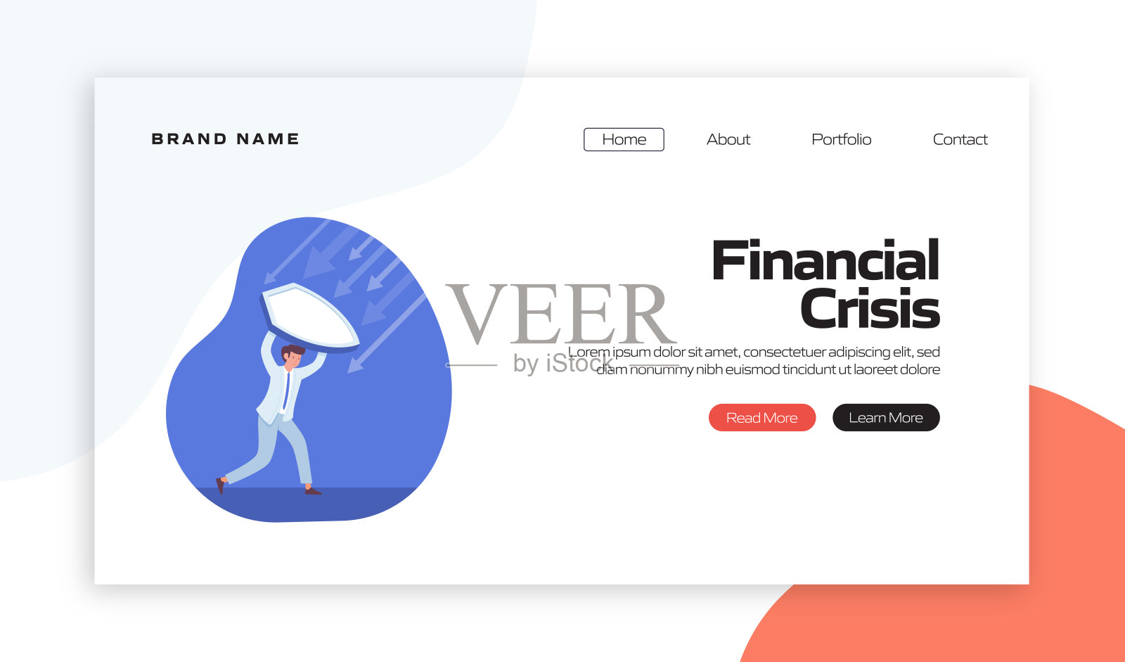 经济,金融危机和衰退的概念矢量插图登陆页面模板,网站横幅,广告和营销材料,在线广告,业务演示等。插画图片素材