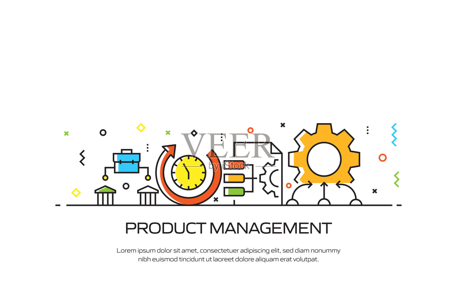 产品管理相关的现代线条风格矢量插图插画图片素材