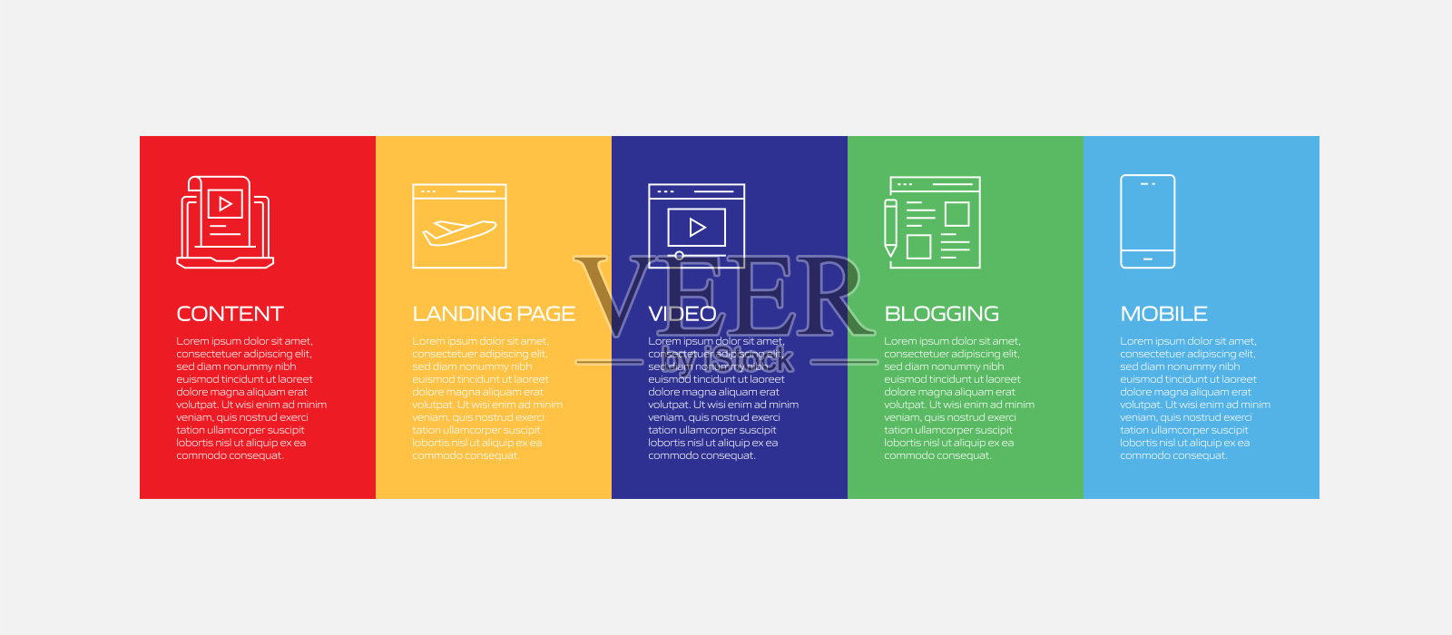 入站营销相关流程信息图表模板。过程时间图。带有线性图标的工作流布局插画图片素材