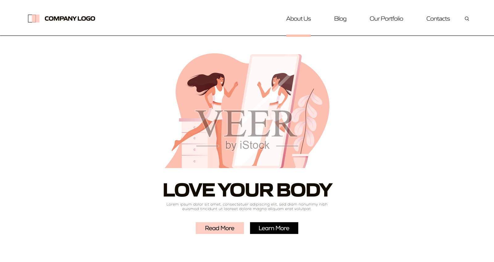 爱你的身体概念彩色矢量插图平面卡通风格。美容,身体护理和化妆品相关的现代矢量插图网站登陆页插画图片素材