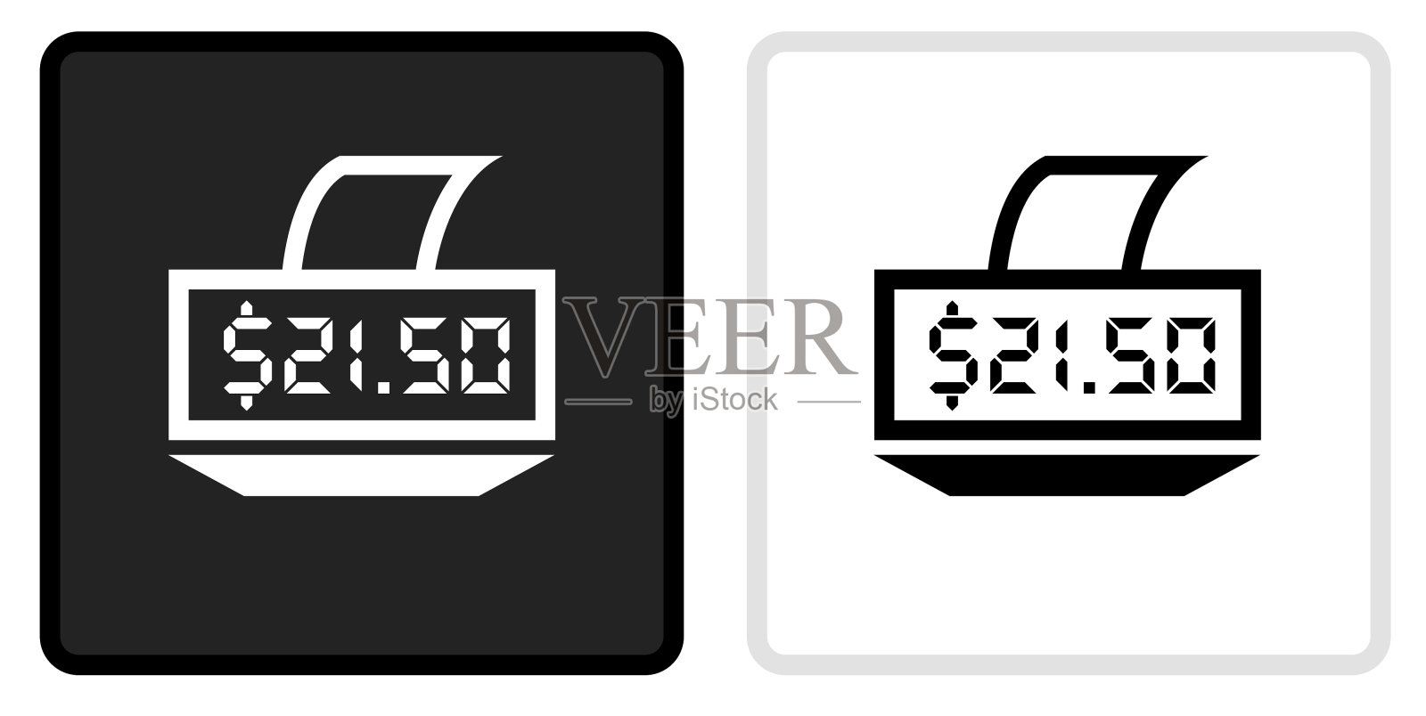 收据图标在黑色按钮与白色滚动插画图片素材