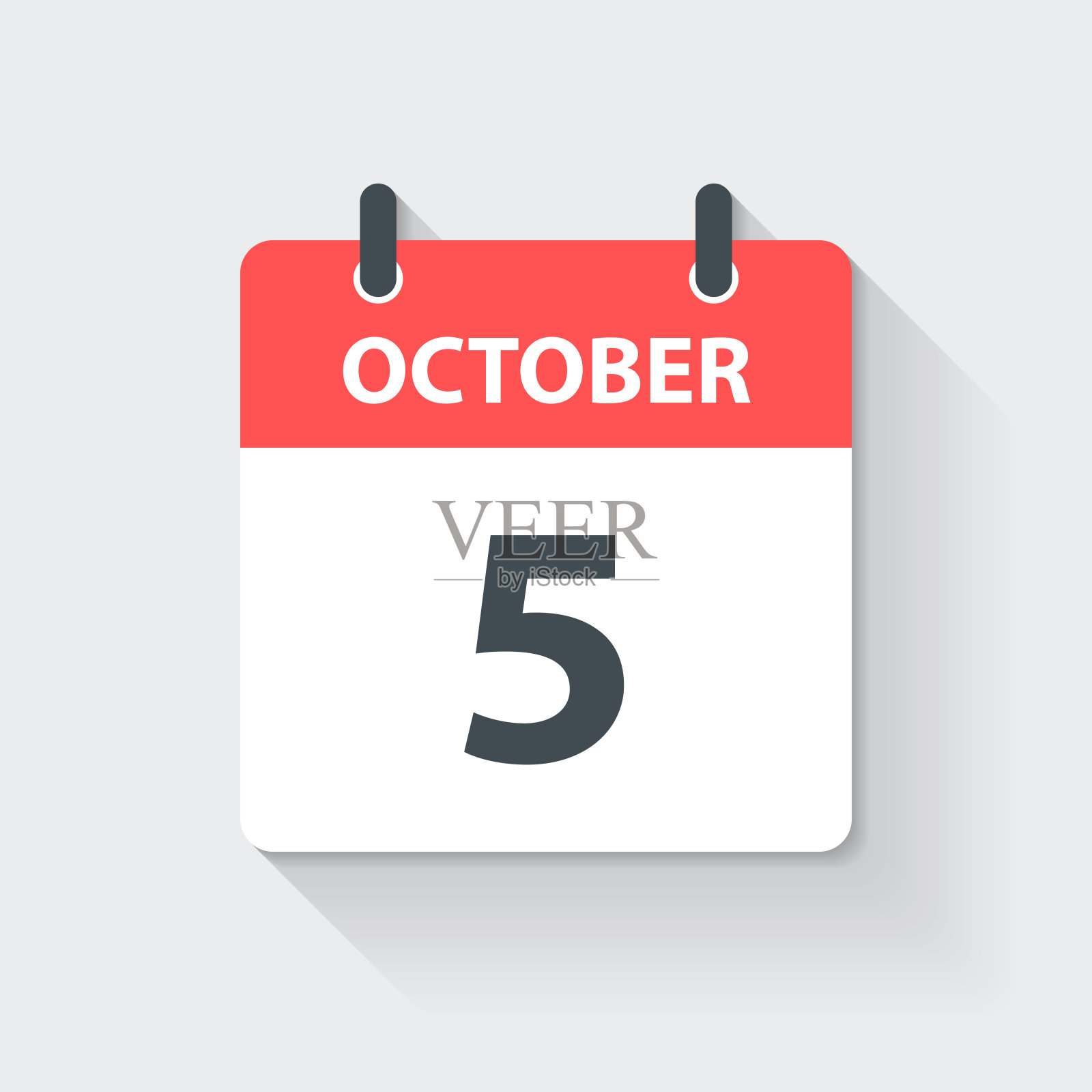 10月5日-每日日历图标在平面设计风格插画图片素材